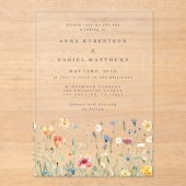 サマーワイルドフラワー庭園の結婚式 アクリル招待状 (正面)