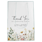 サマーワイルドフラワー結婚フィールドありがとう ミディアムペーパーバッグ (裏面)