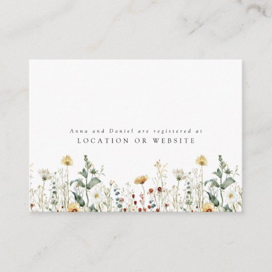 サマーワイルドフラワー結婚フィールドのレジストリ エンクロージャーカード (正面)