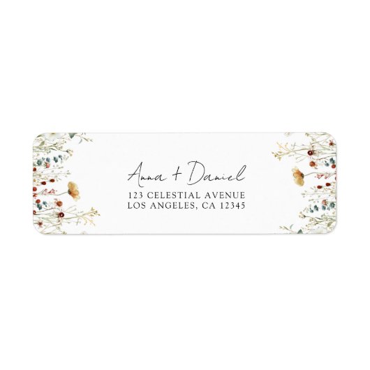 サマーワイルドフラワー結婚フィールド差出人住所 ラベル (正面)