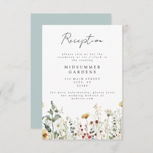 サマーワイルドフラワー結婚フィールド詳細 エンクロージャーカード (正面/裏面)