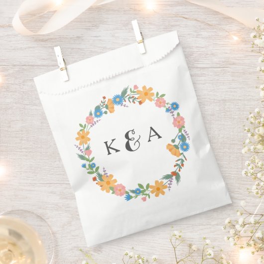 サマーワイルドフラワー結婚式の引き出物バッグ フェイバーバッグ (クリップ留めされた状態)