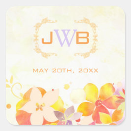 サマーワイルドフラワー結婚式の引き出物 スクエアシール