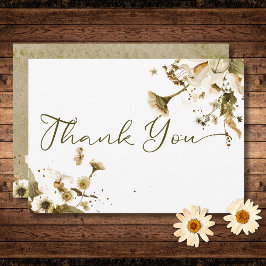 サマーワイルドフラワー&デイジー結婚ズ サンキューカード