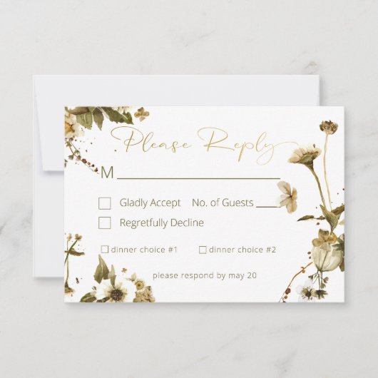 サマーワイルドフラワー&デイジー結婚ズ 出欠カード (正面)