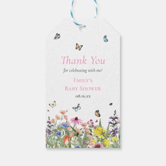 サマーワイルドフラワー&蝶ありがとう ギフトタグ (裏面)