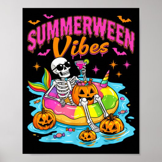 サマーワン 楽しいスカル ハロウィン 浮き輪 プール ポスター (正面)