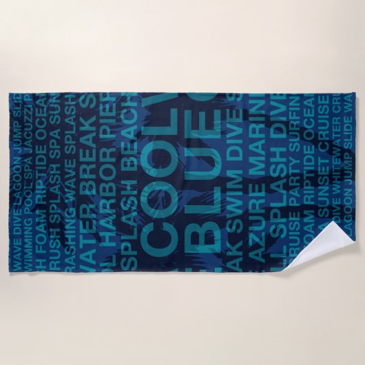 サマーワーズプールサイドとハワイアンパームツリー ビーチタオル (正面)