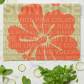 サマーワードカクテルとハイビスカスタオル キッチンタオル (折り畳み)