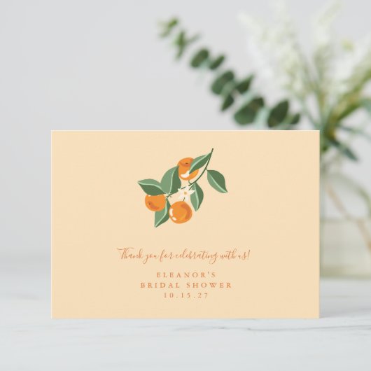 サマーヴィンテージオレンジボホカスタムブライダルシャワー サンキューカード (スタンド正面)