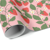 サマーヴィンテージピンクストロベリーボホブライダルシャワー ラッピングペーパー (ロールコーナー)