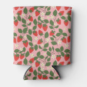 サマーヴィンテージピンクストロベリー空白のブライダルシャワー 缶クーラー (正面)