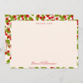 サマーヴィンテージレッドさくらんぼカスタムブライダルシャワー サンキューカード (正面/裏面)