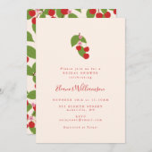 サマーヴィンテージレッドさくらんぼボホブライダルシャワー 招待状 (正面/裏面)