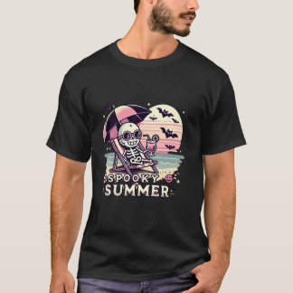 サマー不気味スケルトンハロウィーンビーブアイスコーヒー Tシャツ