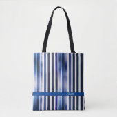 サマー人気があるネイビーブルーボートストライプコレクション トートバッグ (正面)