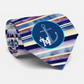 サマー人気があるネイビーブルーボートストライプコレクション ネクタイ (ロール)