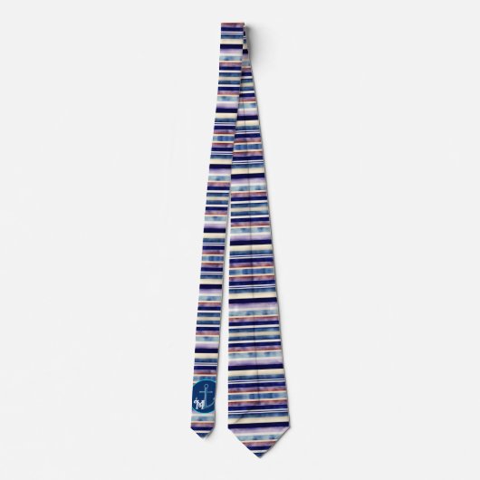 サマー人気があるネイビーブルーボートストライプコレクション ネクタイ (裏面)