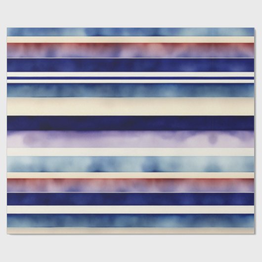 サマー人気があるネイビーブルーボートストライプコレクション ラッピングペーパー (フラット)