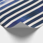 サマー人気があるネイビーブルーボートストライプコレクション ラッピングペーパー (角)