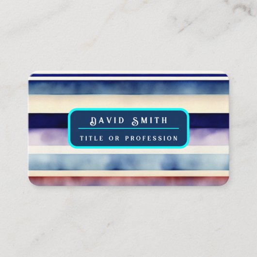 サマー人気があるネイビーブルーボートストライプコレクション 名刺 (正面)