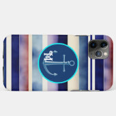 サマー人気があるネイビーブルーボートストライプコレクション Case-Mate iPhoneケース (裏面(横))