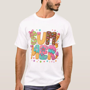 サマー名門私立校風のアイスクリームPNG – かわいいワッフル&スプリンク Tシャツ