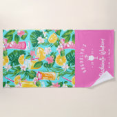 サマー名門私立校風のカクテル |バチェロレッテ週末 ビーチタオル (正面)