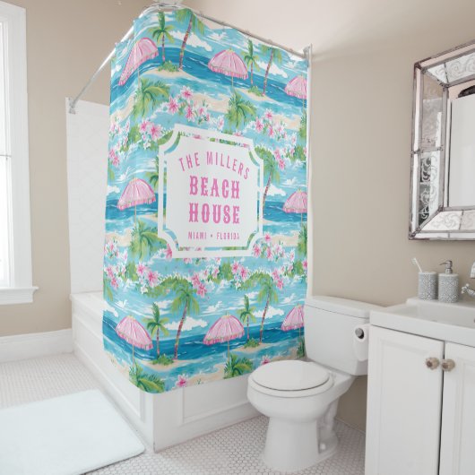 サマー名門私立校風のビーチ傘 |ビーチハウス シャワーカーテン (インサイチュ)