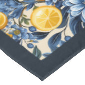 サマー地中海のイエロー・レモンのネイビー・ブルー テーブルクロス (アングル)