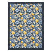 サマー地中海のイエロー・レモンのネイビー・ブルー テーブルクロス (正面)