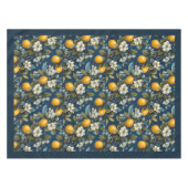 サマー地中海のイエロー・レモンのネイビー・ブルー テーブルクロス (正面(横))