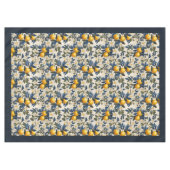 サマー地中海のイエロー・レモンのネイビー・ブルー テーブルクロス (正面(横))