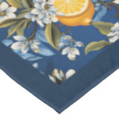 サマー地中海のイエロー・レモンのネイビー・ブルー テーブルクロス (アングル)