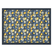 サマー地中海のイエロー・レモンのネイビー・ブルー テーブルクロス (正面(横))