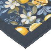 サマー地中海のイエロー・レモンのネイビー・ブルー テーブルクロス (アングル)