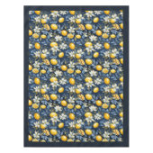 サマー地中海のイエロー・レモンのネイビー・ブルー テーブルクロス (正面)