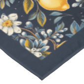 サマー地中海のイエロー・レモンのネイビー・ブルー テーブルクロス (アングル)