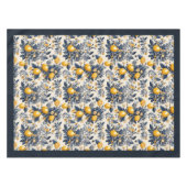 サマー地中海のイエロー・レモンのネイビー・ブルー テーブルクロス (正面(横))