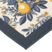 サマー地中海のイエロー・レモンのネイビー・ブルー テーブルクロス (アングル)