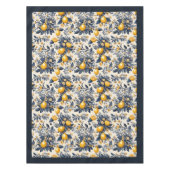 サマー地中海のイエロー・レモンのネイビー・ブルー テーブルクロス (正面)