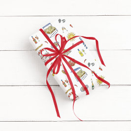 サマー地中海のイタリアンドードル ラッピングペーパー