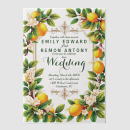 サマー地中海のエレガンス結婚ズ ベラム紙招待状