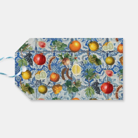 サマー地中海のフルーツブルーモザイク ギフトタグ (裏面横)