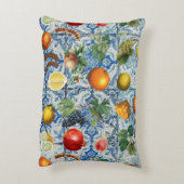 サマー地中海のフルーツ&ブルーホワイトモザイク アクセントクッション (裏面(縦))