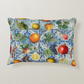 サマー地中海のフルーツ&ブルーホワイトモザイク アクセントクッション (裏面)