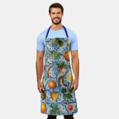 サマー地中海のフルーツ&ブルーホワイトモザイク エプロン (着用した状態)
