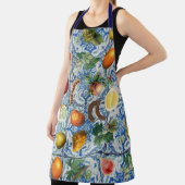 サマー地中海のフルーツ&ブルーホワイトモザイク エプロン (インサイチュ)