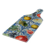 サマー地中海のフルーツ&ブルーホワイトモザイク カッティングボード (角)