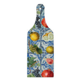 サマー地中海のフルーツ&ブルーホワイトモザイク カッティングボード